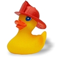 Badeente Agathe mit Feuerwehrhelm Badeente Agathe mit Feuerwehrhelm